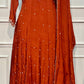 Rust Imperial Chinon Embroidered Anarkali Suit Set (RT1239)