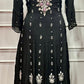 Classic Black Premium Chinon Embroidered Anarkali Suit Set (RT1243)