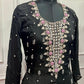 Classic Black Premium Chinon Embroidered Anarkali Suit Set (RT1243)