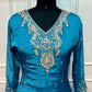 Ocean Blue Premium Chinon Embroidered Anarkali Suit Set (RT1241)