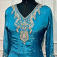 Ocean Blue Premium Chinon Embroidered Anarkali Suit Set (RT1241)