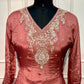 Dusty Rose Premium Chinon Embroidered Anarkali Suit Set (RT1240)
