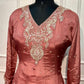 Dusty Rose Premium Chinon Embroidered Anarkali Suit Set (RT1240)