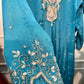 Ocean Blue Premium Chinon Embroidered Anarkali Suit Set (RT1241)