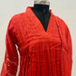 Scarlet Flame Mull Chanderi Embroidered Anarkali Set (RT1246)