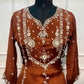 Rustic Cinnamon Chinon Embroidered Anarkali Suit Set (RT1248)
