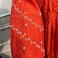 Scarlet Flame Mull Chanderi Embroidered Anarkali Set (RT1246)