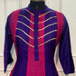 Royal Fuchsia Mull Chanderi Embroidered A-Line Suit Set (RT1255)