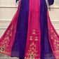 Royal Fuchsia Mull Chanderi Embroidered A-Line Suit Set (RT1255)