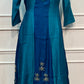 Teal Majesty Mull Chanderi Embroidered A-Line Suit Set (RT1256)