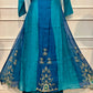 Teal Majesty Mull Chanderi Embroidered A-Line Suit Set (RT1256)