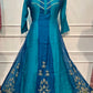 Teal Majesty Mull Chanderi Embroidered A-Line Suit Set (RT1256)