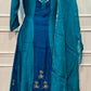 Teal Majesty Mull Chanderi Embroidered A-Line Suit Set (RT1256)