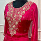 Fuchsia Blossom Chinon Embroidered Anarkali Suit Set (RT1251)