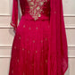 Fuchsia Blossom Chinon Embroidered Anarkali Suit Set (RT1251)