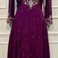 Royal Azure Chinon Embroidered Anarkali Suit Set (RT1250)