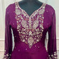 Royal Azure Chinon Embroidered Anarkali Suit Set (RT1250)