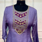 Lavender & Plum Embroidered Mull Chanderi Anarkali Set (RT1258)