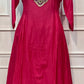 Fuchsia Pink & Royal Purple Embroidered Mull Chanderi Anarkali Set (RT1257)