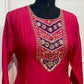 Fuchsia Pink & Royal Purple Embroidered Mull Chanderi Anarkali Set (RT1257)