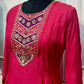 Fuchsia Pink & Royal Purple Embroidered Mull Chanderi Anarkali Set (RT1257)