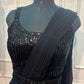 Classic Black Sequin Silk One Minute Saree (RT1260)