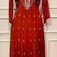Vibrant Orange Chinon Embroidered Anarkali (RT1273)