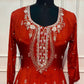 Vibrant Orange Chinon Embroidered Anarkali (RT1273)