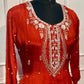 Vibrant Orange Chinon Embroidered Anarkali (RT1273)