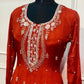 Vibrant Orange Chinon Embroidered Anarkali (RT1273)