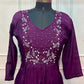 Royal Purple Embroidered Mull Chanderi Suit Set (RT1272)