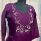 Royal Purple Embroidered Mull Chanderi Suit Set (RT1272)