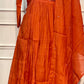 Sunset Orange Embroidered Mull Chanderi Suit Set (RT1271)