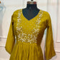 Mustard Bloom Embroidered Mull Chanderi Suit Set (RT1270)