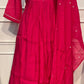 Rani Pink Floral Embroidered Mull Chanderi Anarkali Set (RT1269)
