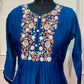 Royal Blue Floral Embroidered Mull Chanderi Anarkali Set (RT1268)