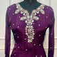 Wine Chinon Embroidered Anarkali Suit Set (RT1274)