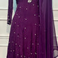 Wine Chinon Embroidered Anarkali Suit Set (RT1274)