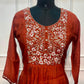 Rust Orange Mull Chanderi A-Line Suit Set (RT1275)
