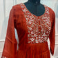 Rust Orange Mull Chanderi A-Line Suit Set (RT1275)