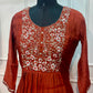 Rust Orange Mull Chanderi A-Line Suit Set (RT1275)