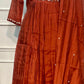 Rust Orange Mull Chanderi A-Line Suit Set (RT1275)