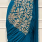 Peacock Blue Georgette Premium One Minute Saree (RT1277)