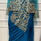 Peacock Blue Georgette Premium One Minute Saree (RT1277)