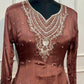 Mocha Elegance Chinon Embroidered Anarkali Suit Set (RT1279)