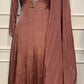 Mocha Elegance Chinon Embroidered Anarkali Suit Set (RT1279)