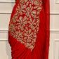 Radiant Rust Georgette Embroidered One Minute Saree (RT1280)