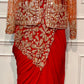 Radiant Rust Georgette Embroidered One Minute Saree (RT1280)