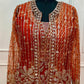 Radiant Rust Georgette Embroidered One Minute Saree (RT1280)