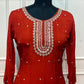 Saffron Glow Chinon Embroidered Anarkali Suit Set (RT1282)